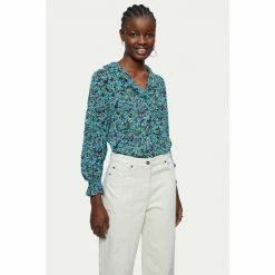 Jigsaw Blue Vintage Poppy Crinkle Top