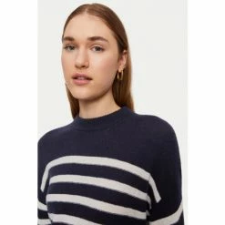 Jigsaw Blue Merino Cashmere Stripe Jumper -Jigsaw store unnamed file 99