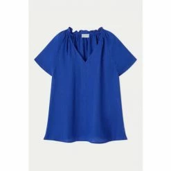 Jigsaw Blue Linen Ruffle Top -Jigsaw store unnamed file 990